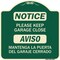Signmission Please Keep Garage Closed Mantenga La Puerta Del Garaje Cerrado Alum Sign, 18" x 18", G-1818-23289 A-DES-G-1818-23289 - alternate 1